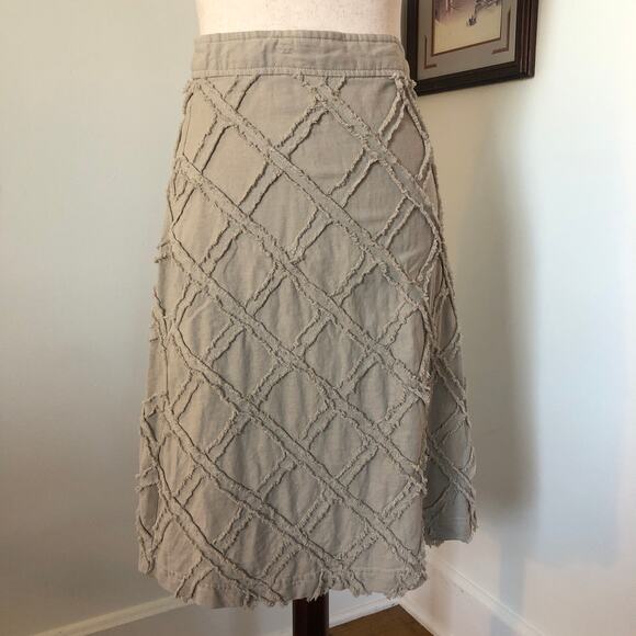For Cynthia Linen Blend Textured A-Line Skirt Large Neutral Midi Boho Minimalist - Picture 1 of 9